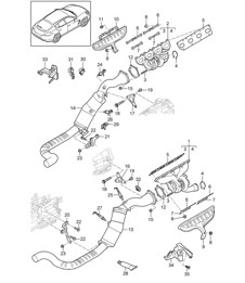 Impianto di scarico / Turbocompressore a gas di scarico / Catalizzatore / Sonda Lambda (Modello: 4870,CWBA, CWB,CWCA,CWC) Panamera 970 (G1) 4.8L Turbo 2010-16