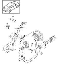 Abgasanlage / Auspuffrohr mit Katalysator (Modell: CGEA,CGE, CGFA) Panamera 970 (G1) 3.0L HYBRID 2012-16