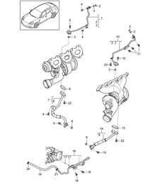 Tubo olio per turbocompressore a gas di scarico (Modello: CWDA,CWD, CWFA,CWF) Panamera 970 (G1) 3.0L 2014>>