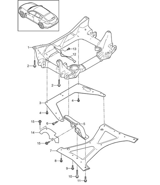 Diagram 401-000 Porsche Cayman 987C / 981C (2005-2016) Eje delantero, dirección 