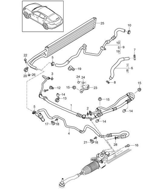 Diagram 403-010 Porsche 997 MK1 GT3 / GT3 RS 2007-09 Front Axle, Steering 