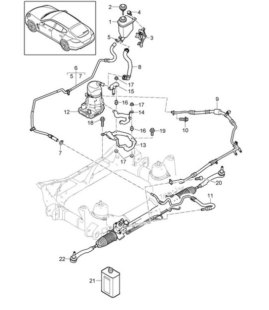 Diagram 403-018 Porsche Macan (95B) MK1 (2014-2018) Essieu avant, Direction 