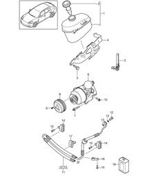 Direction assistée / Pompe tandem / Réservoir d'huile / Tuyau de pression / - PDCC - (Modèle : CWAA,CXNA, CXPA,CXRA, CXR,CWBA, CWB,CWCA, CWC,CWDA, CWD,CWFA, CWF+ PR:351,355) Panamera 970 ( G1) 3,0L / 3,6L / 4,8L 2014>>