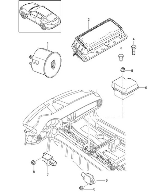 Diagram 403-060 Porsche Macan (95B) MK1 (2014-2018) Assale anteriore, sterzo 