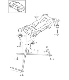 Eje trasero / Subchasis de suspensión / Sensor de distancia Panamera 970 (G1) 2010-16