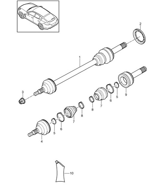 Diagram 501-042 Porsche Panamera 970 MK2 (2014-2016) Asse posteriore