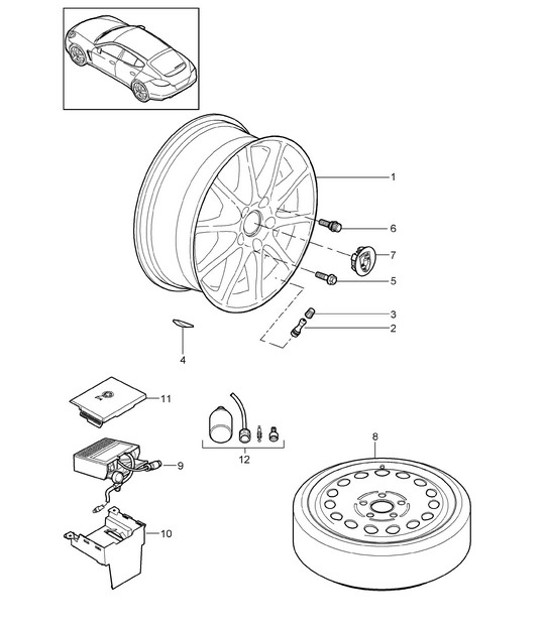 Diagram 601-000 Porsche Cayman 718 2.0L Manual (300 Bhp) Ruote, freni