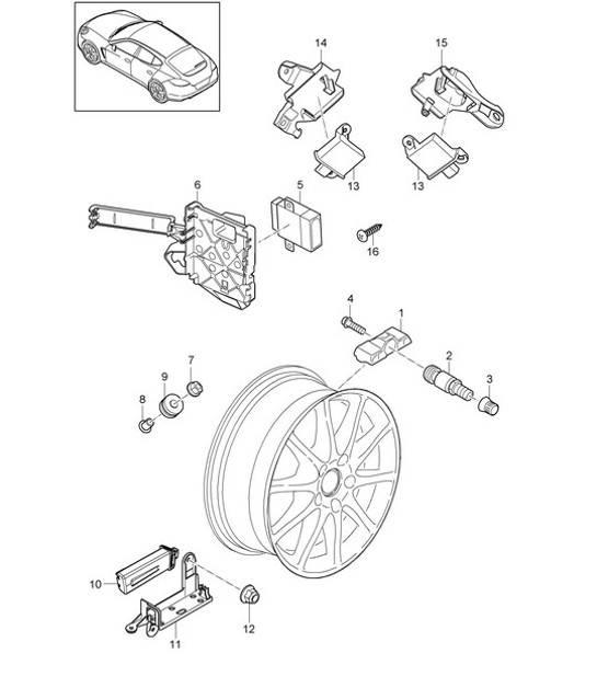 Diagram 601-010 Porsche 997 MK1 Carrera 2 3.6L 2005-08 Ruote, freni