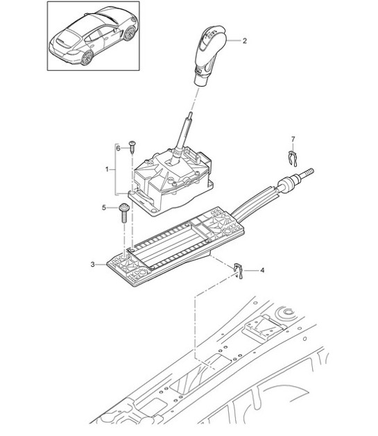 Diagram 701-005 Porsche 911 1987-1989 3.2L G50 Handhebelsystem, Pedalgruppe 