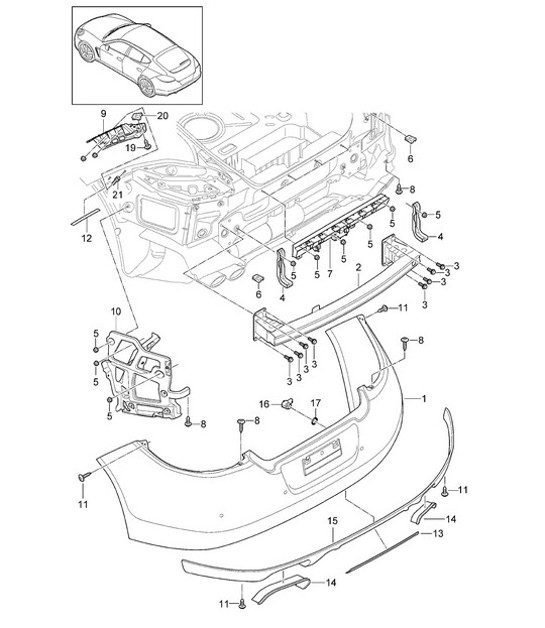 Diagram 802-020 Porsche 970.1 Panamera V6 3.6L 2WD 2009-13 Carrocería