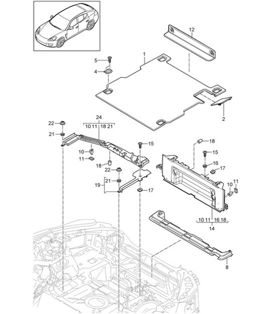 Diagram 807-042 Porsche Panamera 970 MK1 (2009-2013) Carrosserie