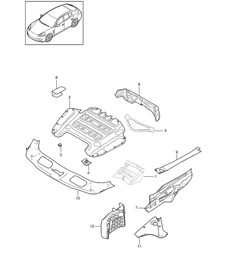 Insonorisant / Compartiment moteur / Partie avant / Panneau de recouvrement Panamera 970 (G1) 2010-16