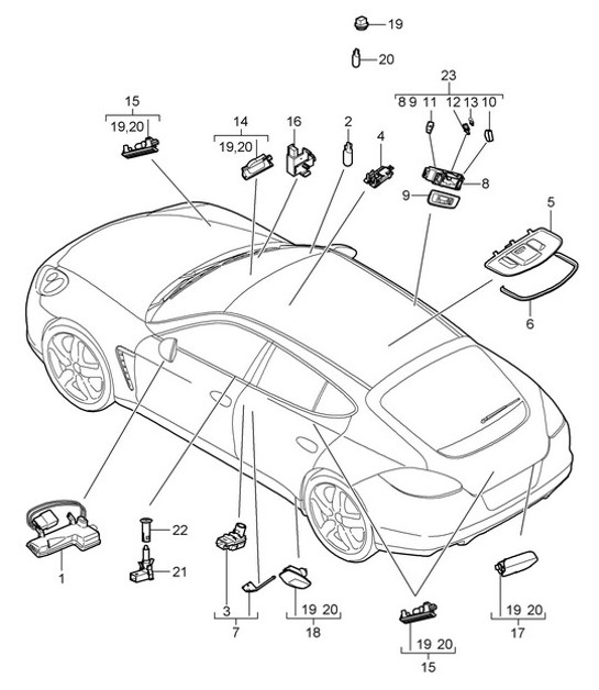 Diagram 903-004 Porsche Cayman 718C (982C) 2017>> Équipement électrique