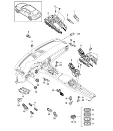 Combiné interrupteur / Tableau de commande / Climatisation / Interrupteur de commande Panamera 970 (G1) 2010-16