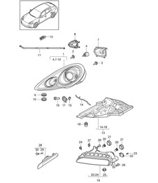 Fari ALOGENI / Ripetitore indicatori di direzione / Fendinebbia (PR:-601, -603,-604, -620) Panamera 970 (G1) 2010-16