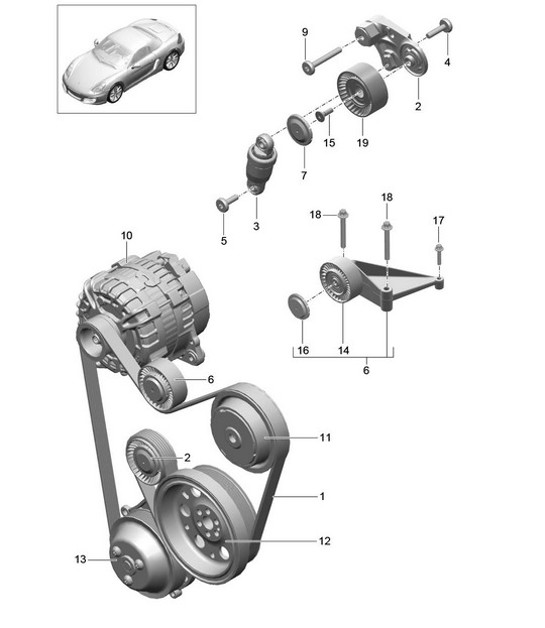 Diagram 101-010 Porsche Boxster S 981 3.4L 2012-16 Engine
