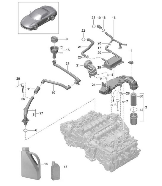 Diagram 104-005 Porsche 991.1 Carrera C2 3.4L (350 Bhp) 2012-16 Motor