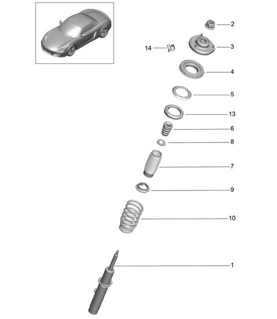 Diagram 402-000 Porsche Cayman 987C / 981C (2005-2016) 前轴、转向 