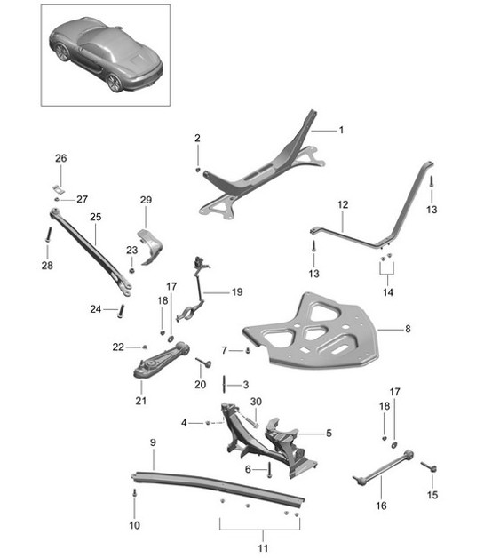 Diagram 501-001 Porsche Cayenne 92A (958) 2010-2017 Hinterachse