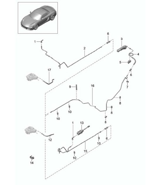 Diagram 702-008 Porsche Cayman 718C (982C) 2017>> 手柄系统、踏板组 