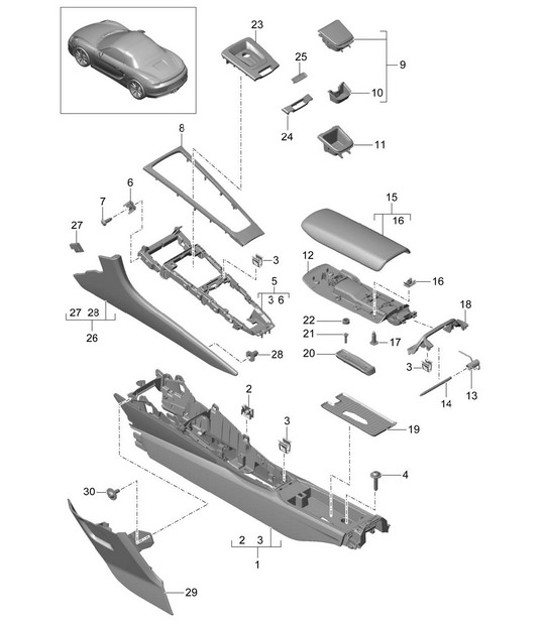 Diagram 809-020 Porsche Macan (95B) MK1 (2014-2018) Carrosserie