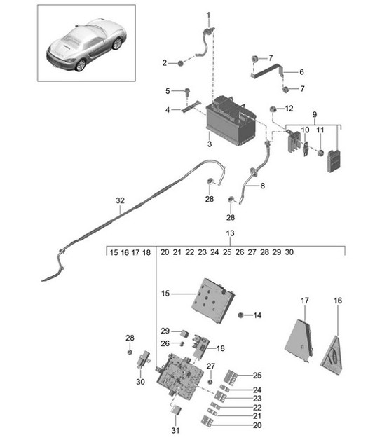 Diagram 902-006 Porsche 997 MK1 GT3 / GT3 RS 2007-09 Electrical equipment