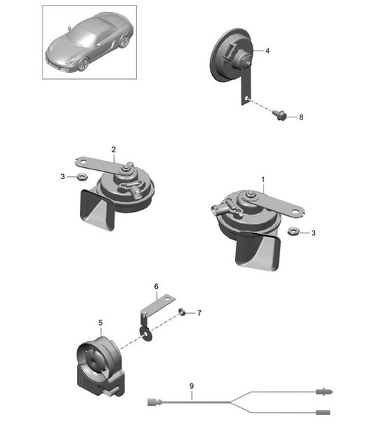 Diagram 903-000 Porsche 991.1 Carrera C2 3.4L (350 Bhp) 2012-16 Materiale elettrico