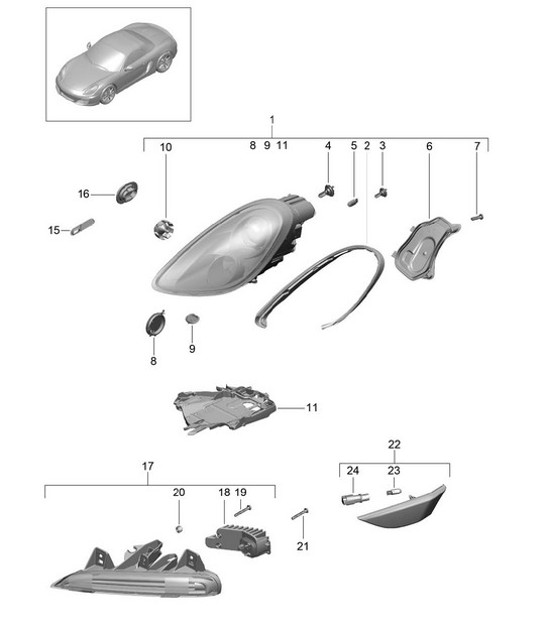 Diagram 905-000 Porsche 9J1.1 Taycan 4S 2020-24 