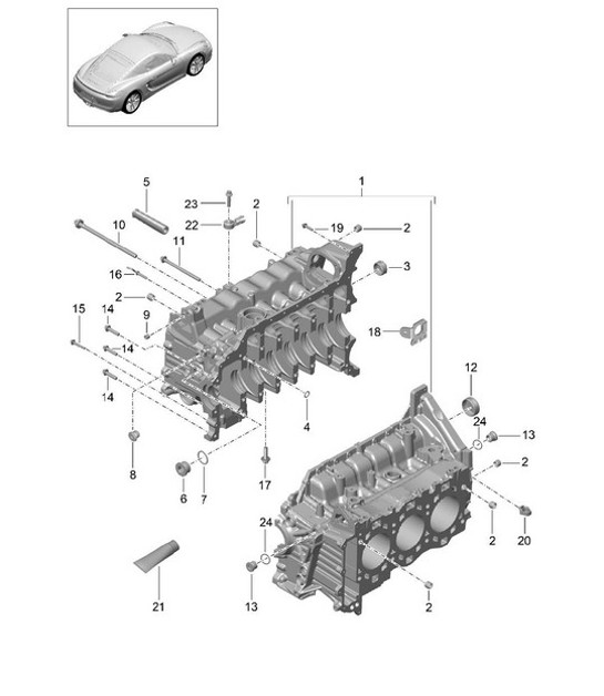 Diagram 101-005 Porsche 955 Cayenne Turbo 4.5L 2003-06 Motor