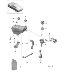 Waterkoeling / Waterreservoir / Olie-inlaat 981C Cayman / Cayman S 2014-16