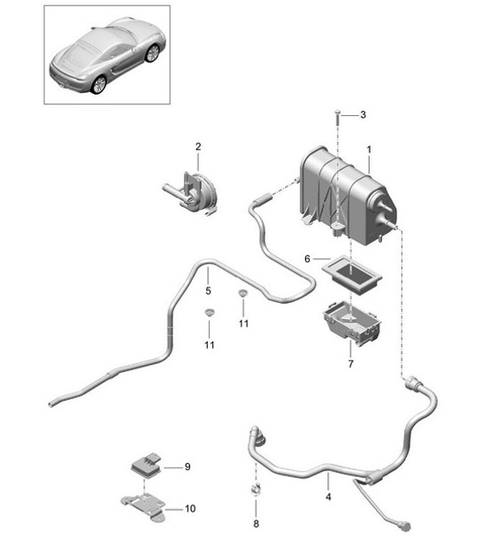 Diagram 201-020 Porsche Cayenne 92A (958) 2010-2017 Brandstofsysteem, uitlaatsysteem