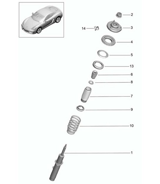 Diagram 402-000 Porsche Cayman GTS 718 2.5L Manual (365 Bhp) Assale anteriore, sterzo 