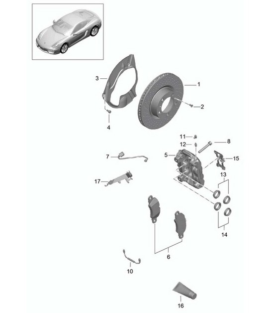 Diagram 602-000 Porsche 开曼718C(982C)2017>> 车轮、制动器