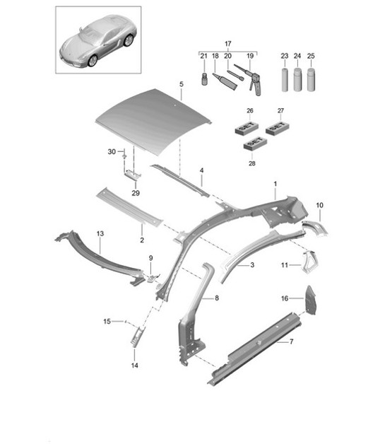 Diagram 801-045 Porsche Macan (95B) MK1 (2014-2018) Carrosserie