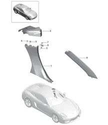 Side panel trim /  A-pillar / B-pillar  981C Cayman 2014-16