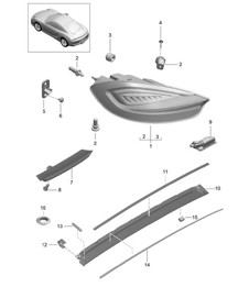 Luce posteriore / Luce targa / Luce stop supplementare / Luce retronebbia 981C Cayman / Cayman S 2014-16