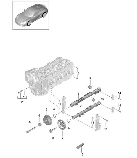 Diagram 103-010 Porsche 997 MK1 Carrera 4 3.6L 2005-08 引擎