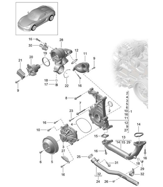Diagram 105-000 Porsche 992.1 GT3 4.0L / 992 S/T 4.0L 2021-24 