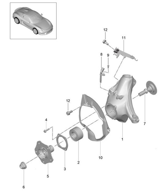 Diagram 401-005 Porsche 356 1950-55 Vorderachse, Lenkung 