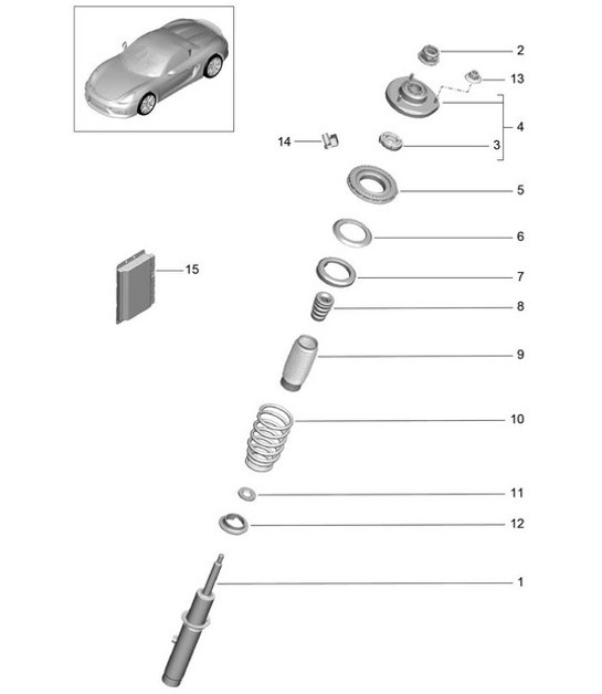 Diagram 402-000 Porsche Cayman 718C (982C) 2017>> 前轴、转向 