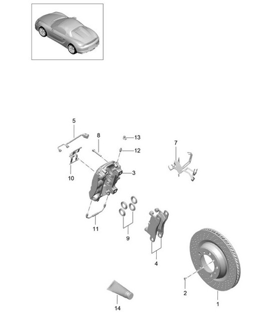 Diagram 603-000 Porsche 991.1 Carrera C2 3.4L (350 Bhp) 2012-16 Roues, Freins
