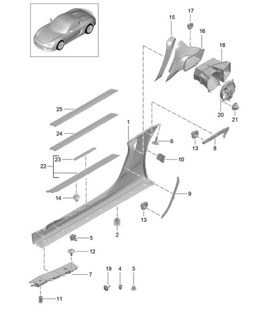 Diagram 801-090 Porsche 970.1 Panamera Turbo V8 4.8L 2009-13  车身