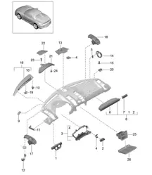 Accessoires / Instrumentenpaneelbekleding / Bovendeel 981.SP Boxster Spyder 2016