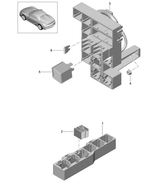 Diagram 902-001 Porsche Macan (95B) MK1 (2014-2018) Elektrische Ausrüstung