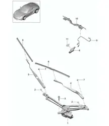 Windscreen wiper system, compl / Rain sensor 981.SP Boxster Spyder 2016