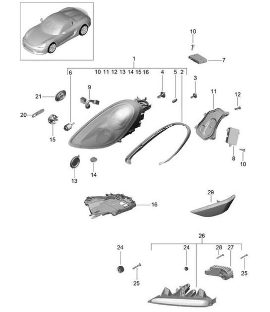 Diagram 905-002 Porsche 993 (911) (1994-1998) Équipement électrique