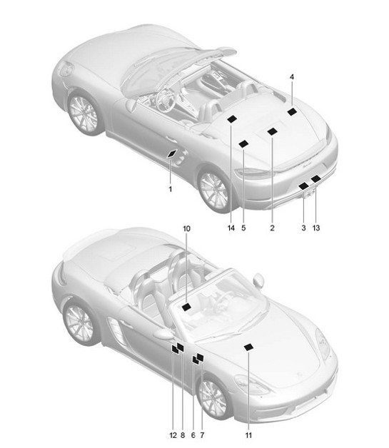 Diagram 001-005 Porsche Cayenne 9PA1 (957) 2007-2010 Accessories & others 