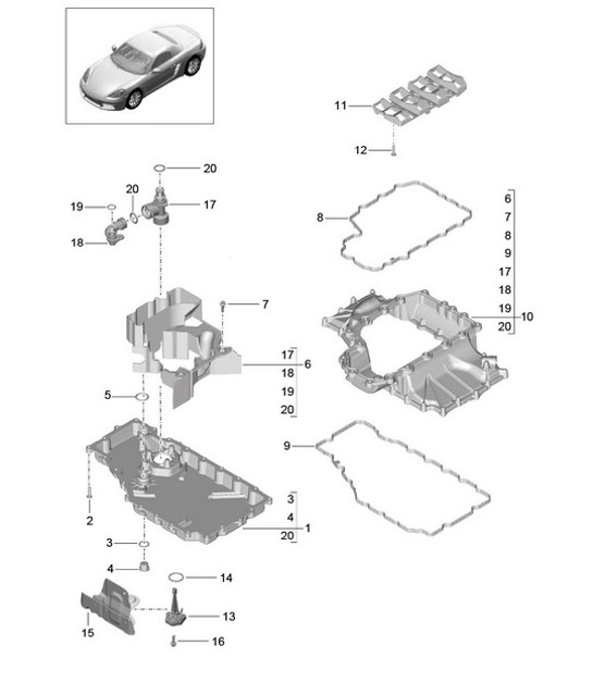 Diagram 104-002 Porsche Boxster 718 (982) 2017>> Moteur