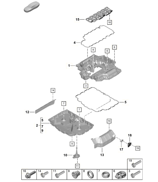 Diagram 104-003 Porsche 997 MK1 GT3 / GT3 RS 2007-09 Engine