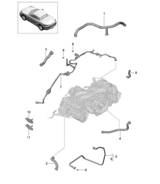Diagram 104-010 Porsche 957 Cayenne 3.0L Diesel 2007-10 Motore